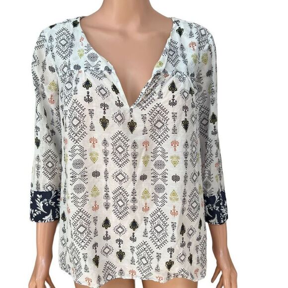 Massimo Dutti silk blend Tribal Print Boho Blouse size 10 - Picture 1 of 8